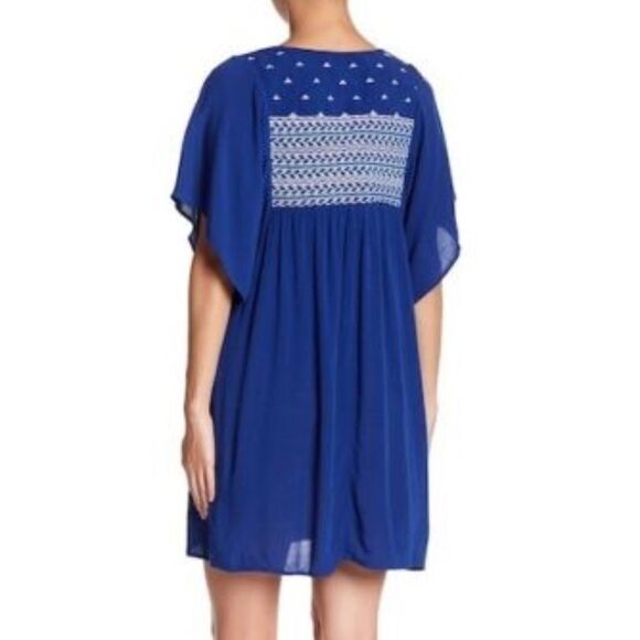 NWT | Love Stitch | Blue Embroidered Mini Dress - Picture 2 of 2